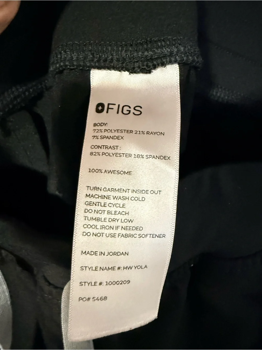 Figs Yola High Waist Scrub Pants Women’s XL Black Style 1000209